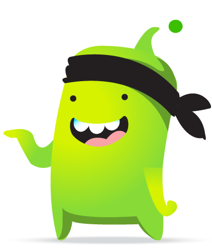 green ninja pointing left